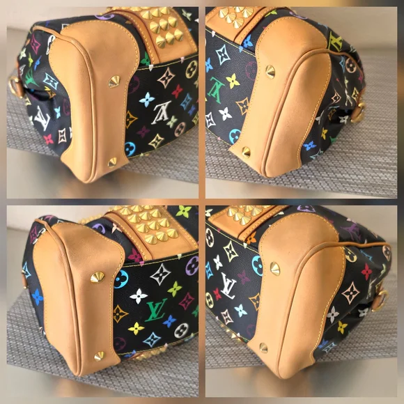Louis Vuitton Black Monogram Multicolor Murakami Gold Studded Courtney Satchel - Picture 12 of 15